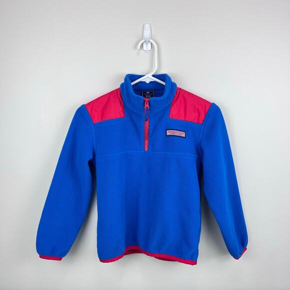 Vineyard Vines Blue Red Fleece Shep Shirt S 8-10 - Picture 1 of 7